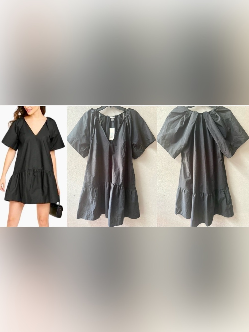 A NEW DAY COTTON POPLIN SHORT FLUTTER SLEEVE MINI BABYDOLL DRESS SIZE XS~NWT